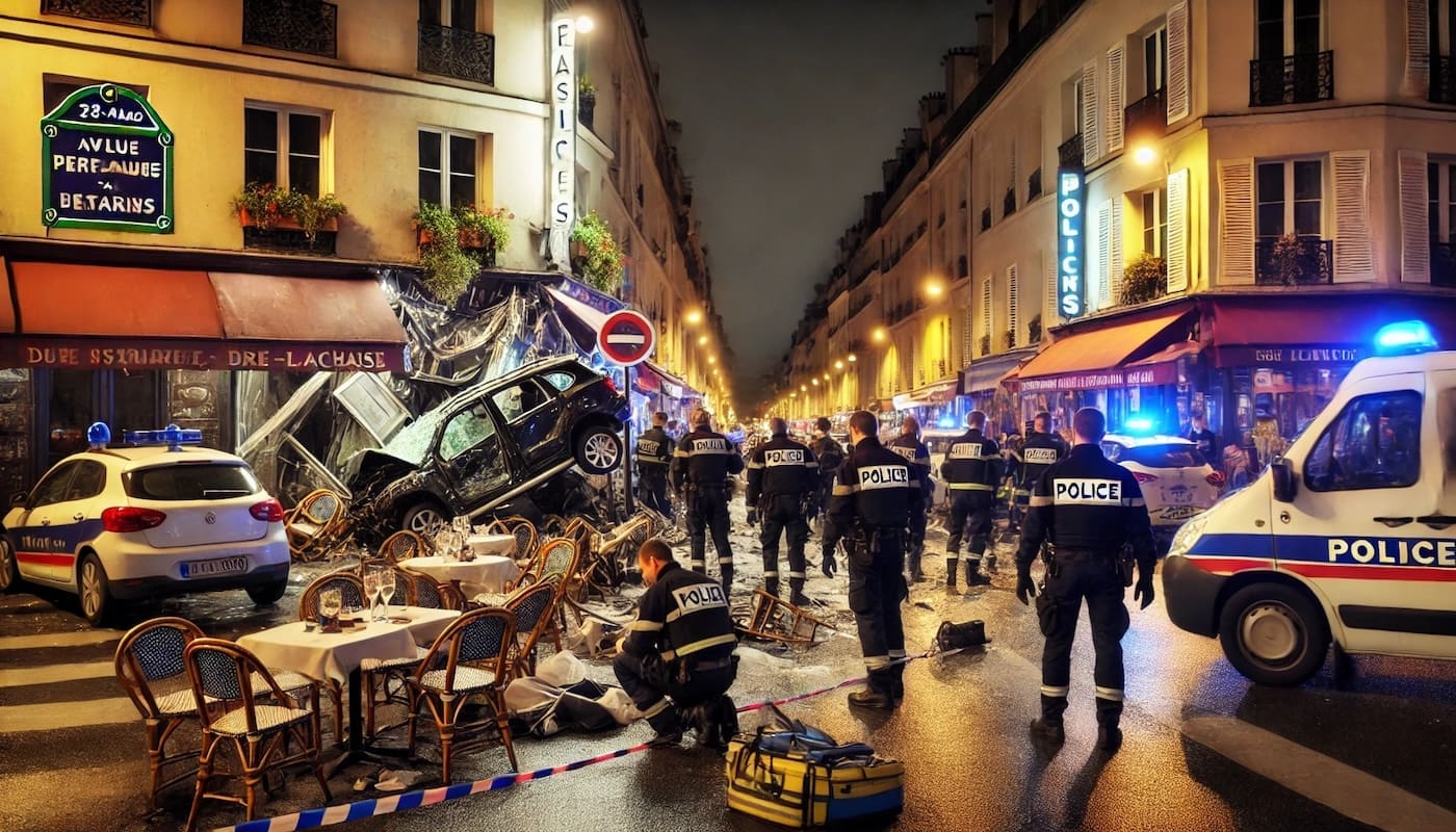 You are currently viewing Paris : Une voiture percute la terrasse d’un restaurant dans le 20e et fait trois blessés graves
