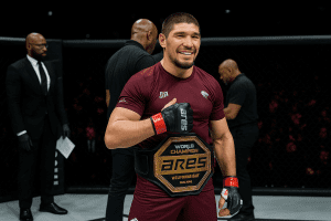 Lire la suite à propos de l’article Ares 30 : Baki devient champion des -77kg après une victoire tactique face à Thiago Lima