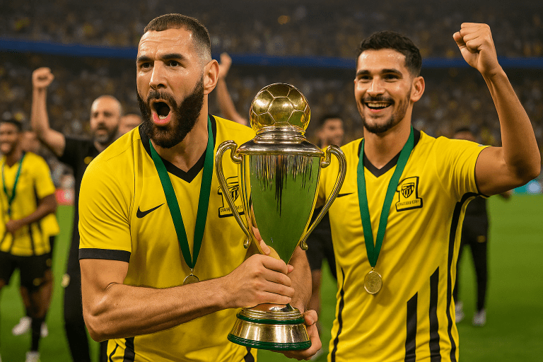 Lire la suite à propos de l’article Coupe d’Arabie saoudite : Benzema et Aouar offrent un doublé à Al-Ittihad