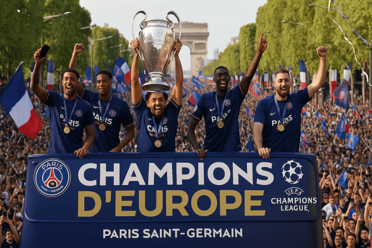 Lire la suite à propos de l’article Paris : Le PSG célèbre son premier sacre en Ligue des champions sur les Champs-Élysées et au Parc des Princes