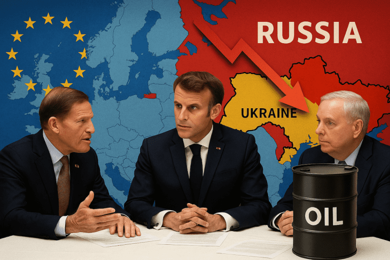 Lire la suite à propos de l’article Paris : Macron reçoit des sénateurs américains pour coordonner de nouvelles sanctions « écrasantes » contre la Russie