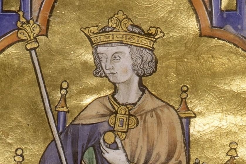 Détail d'une miniature représentant le roi Louis IX. 