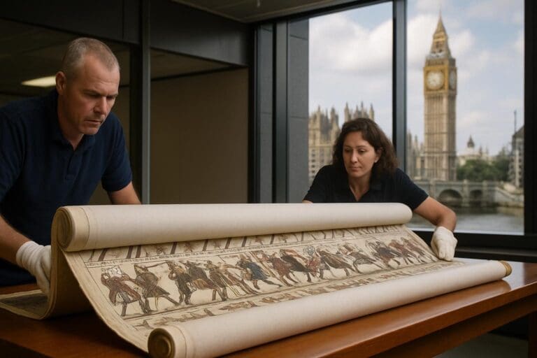 Lire la suite à propos de l’article Tapisserie de Bayeux : Macron défie les experts en confirmant son prêt à Londres