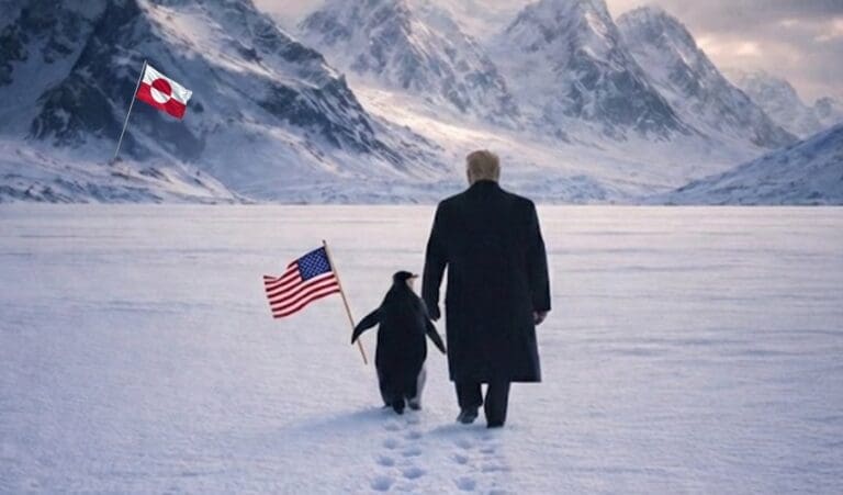 Lire la suite à propos de l’article Groenland : une image générée par IA de Trump avec un manchot fait polémique