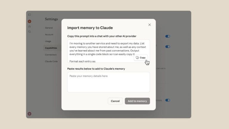 Lire la suite à propos de l’article Claude : Anthropic lance “Import Memory” pour migrer facilement depuis ChatGPT