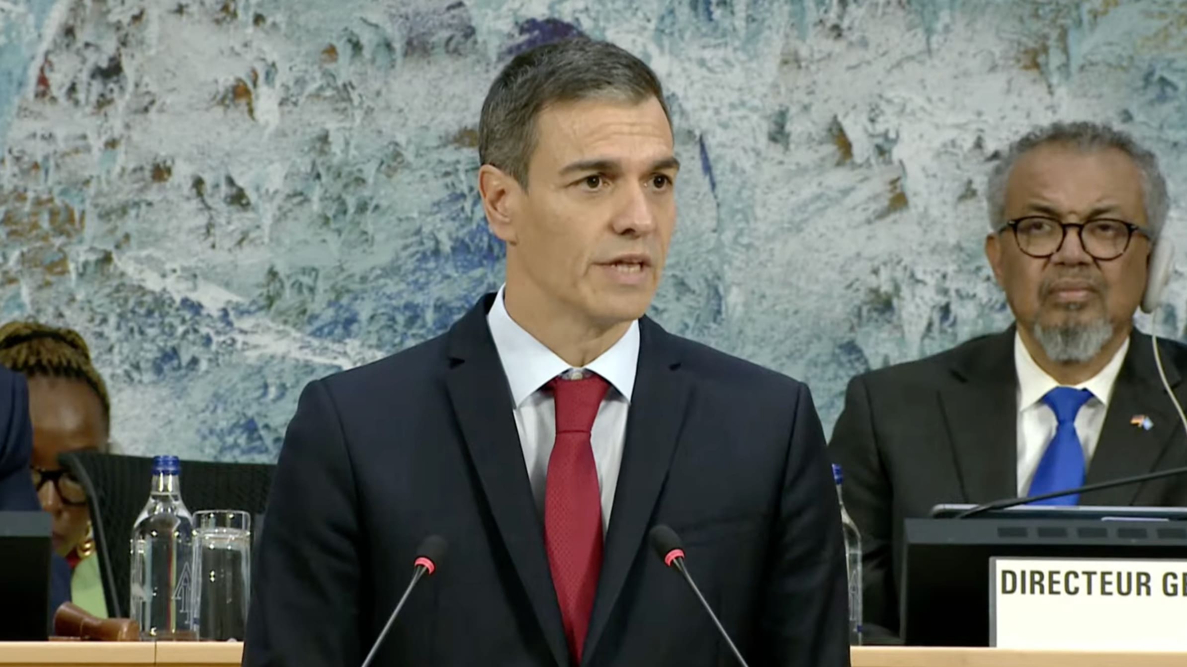 Pedro Sanchez. Image : Capture d'écran chaine YouTube de l'OMS.