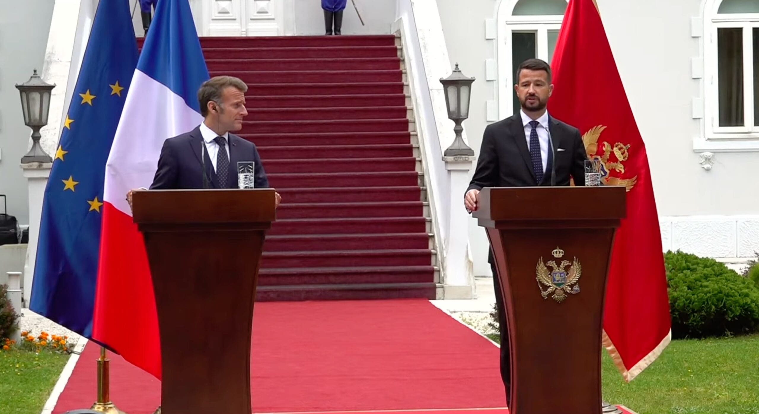 Conférence de presse conjointe du Président Emmanuel Macron et du Président Jakov Milatović. Photo : Capture d'écran de l'Elysée - Youtube.