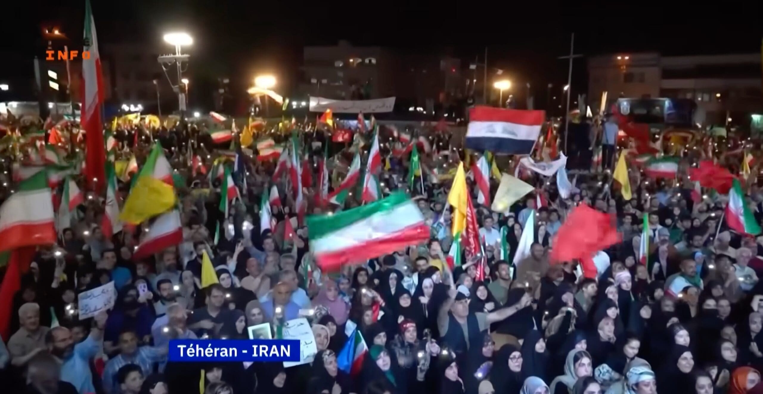Manifestations à Téhéran, en Iran. Photo : Capture d'écran de TV5MONDE.