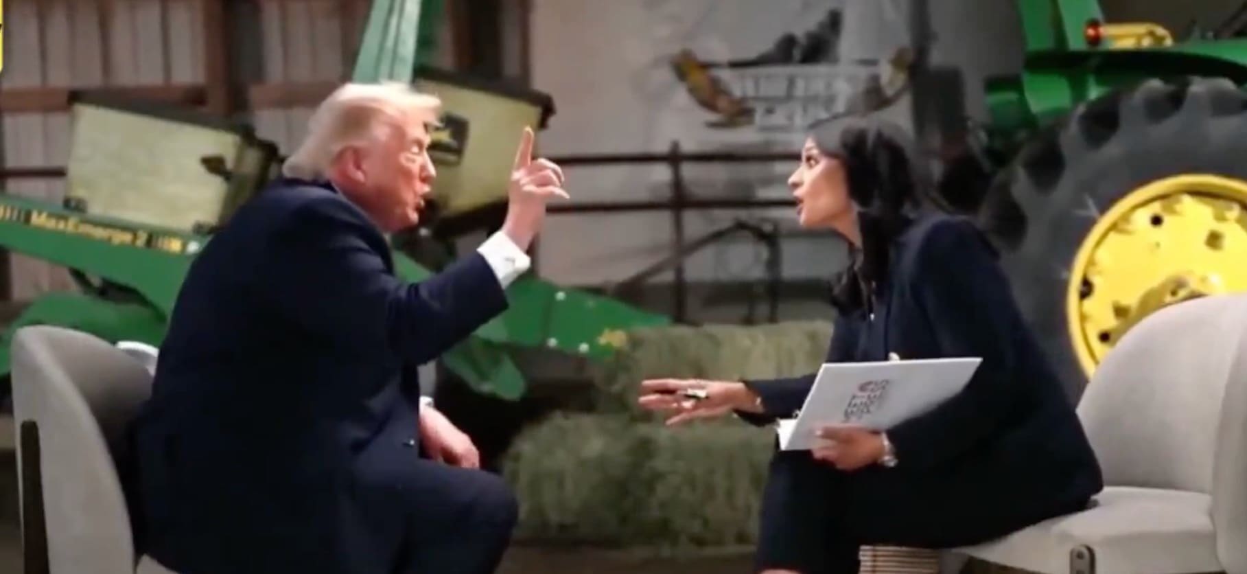 Sur NBC quand Donald Trump hausse le ton et quitte furieux l'interview de la journaliste Kristen Welker. Photo : capture d'écran de Dailymotion.
