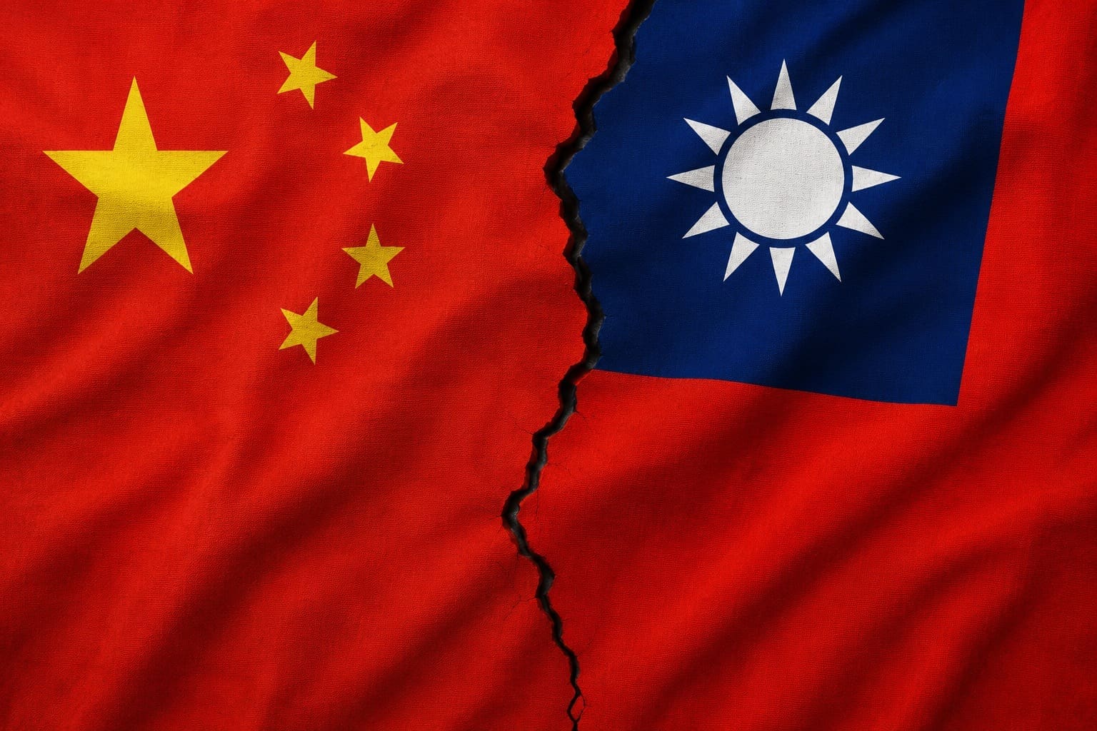 Drapeau de la Chine et de Taïwan. Image générée par IA.