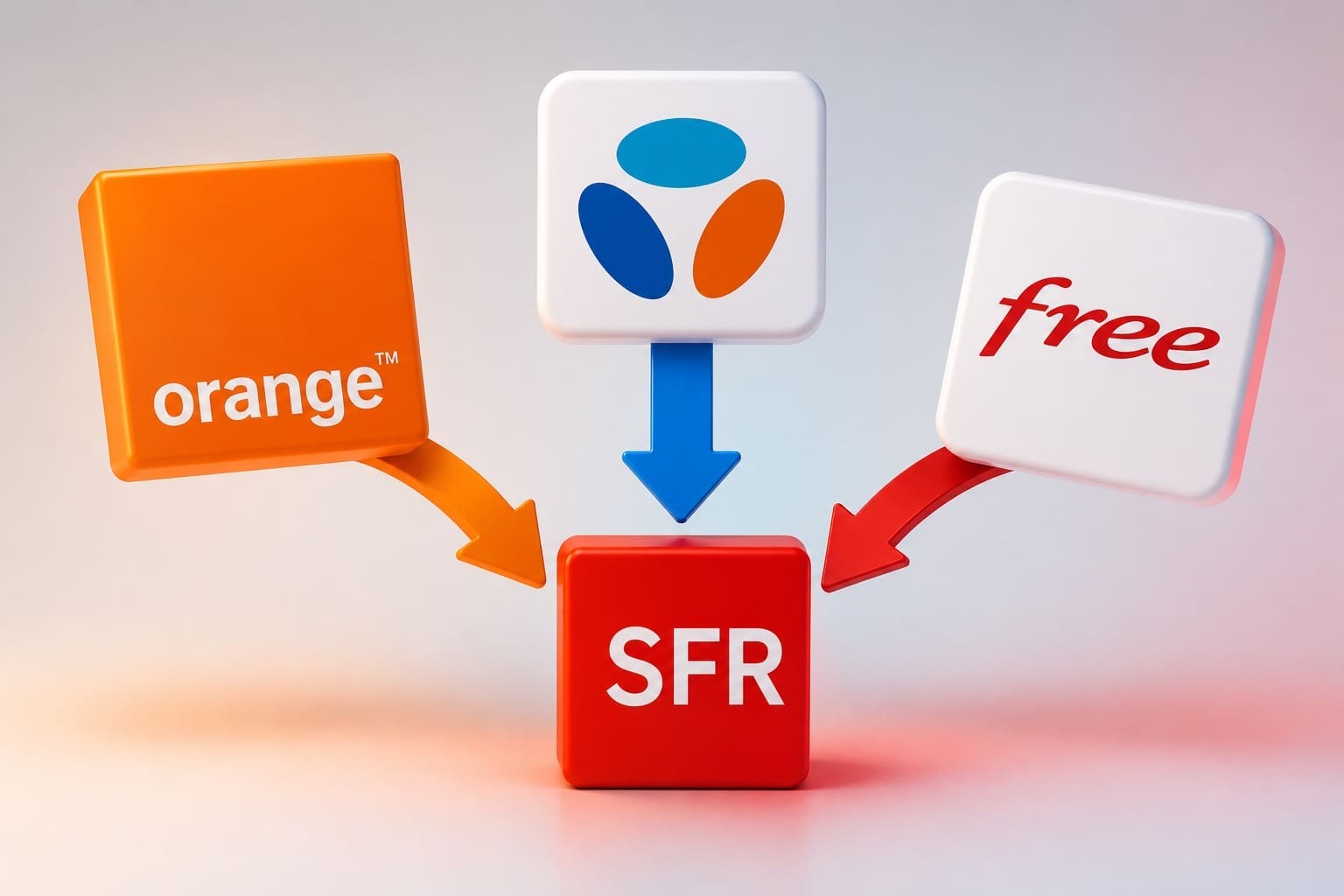 Bouygues Telecom, Free et Orange ont trouvé un accord avec Altice France pour le rachat de SFR pour plus de 20 milliards d'euros. Photo : Image générée par IA.